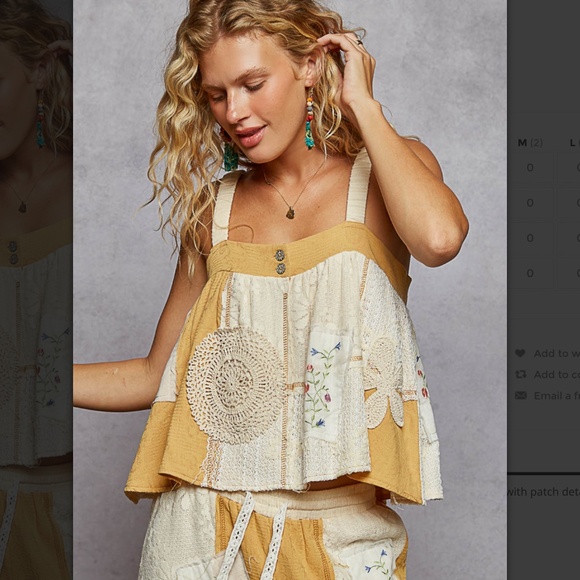 POL “ Helen “ POL Woven Tank Top with Patchwork Detail BR68 - Picture 2 of 5